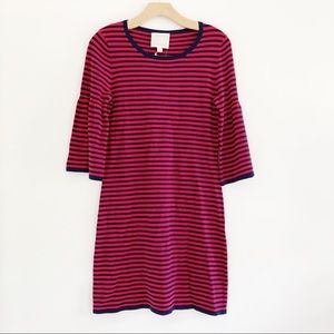 Sail to Sable Red & Navy Striped Bell Sleeve Dress